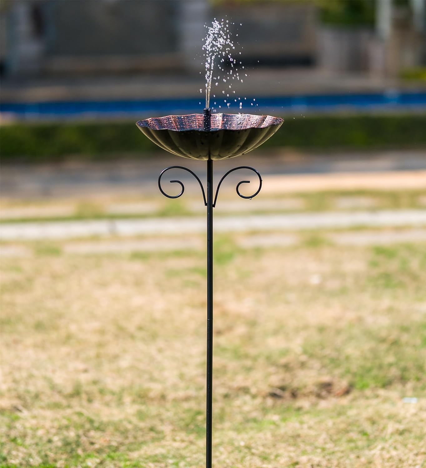 Metal Bird Baths for Outdoors, 39" H Birdbath with 10 Inch Bowl, Standing Bird Bath & Bird Feeder with Stake for Outside Garden Patio Yard Lawn Decor, Copper