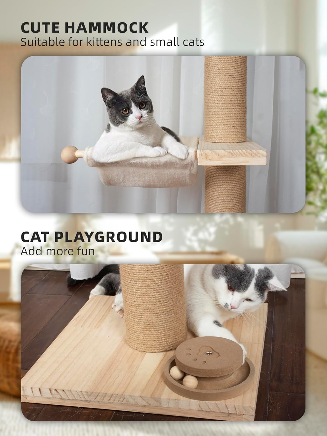 Fantasreen Cat Tree Floor to Ceiling Cat Tower Ajustable Height 97.1-124.4 Inches Tall and 4.5 Inches Thickened Post Large Cat Tree Tower for Indoor Cats Modern