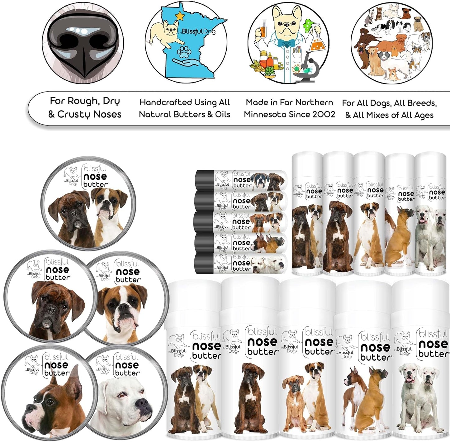 The Blissful Dog Fawn Boxer Unscented Nose Butter - Dog Nose Butter, 2 Ounce