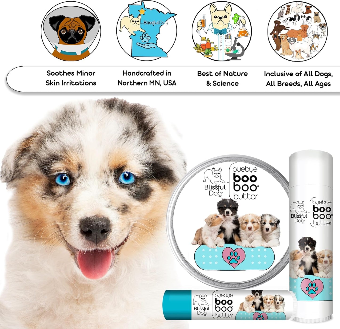 The Blissful Dog 8 oz TIN Australian Shepherd Booboo Butter