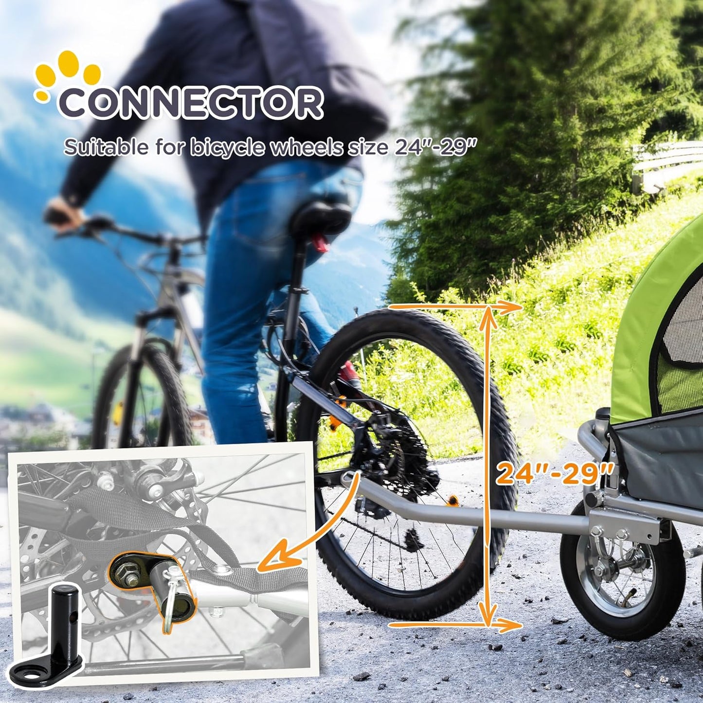 Aosom Dog Bike Trailer 2-in-1 Pet Stroller with Canopy and Storage Pockets