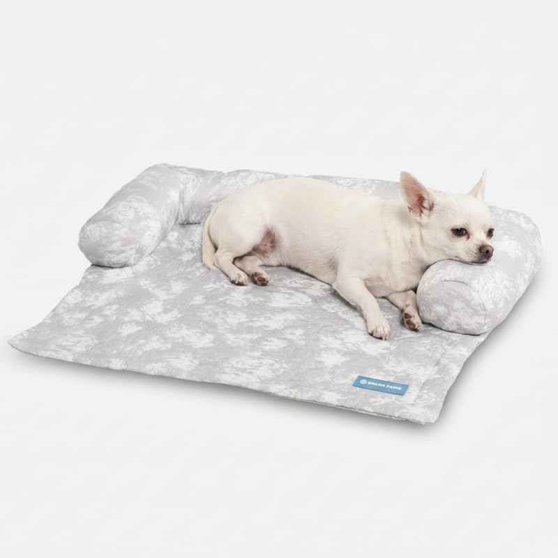 Spark Paws Cooling Couch Cover Dog Bed, Furniture Protector Mat, Non-Toxic Washable Pet Cooling Pad for Large & Small Dog - Cloud Grey - Size S