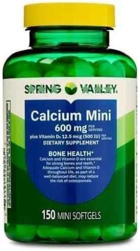 Calcium Plus Vitamin D3 150 Mini Softgels | Calcium Supplement | softgels | Calcium 600 mg with Vitamin d3 | Calcium Carbonate 600 mg, 150 Mini Softgels Sticker