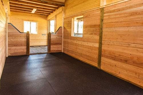 American Floor Mats - Heavy Duty Stall Tiles - Stable/Horse Tiles - Thick, Durable Rubber Flooring Solid Black 12' x 12' Set 3/8" Thick (36 Tiles Total)