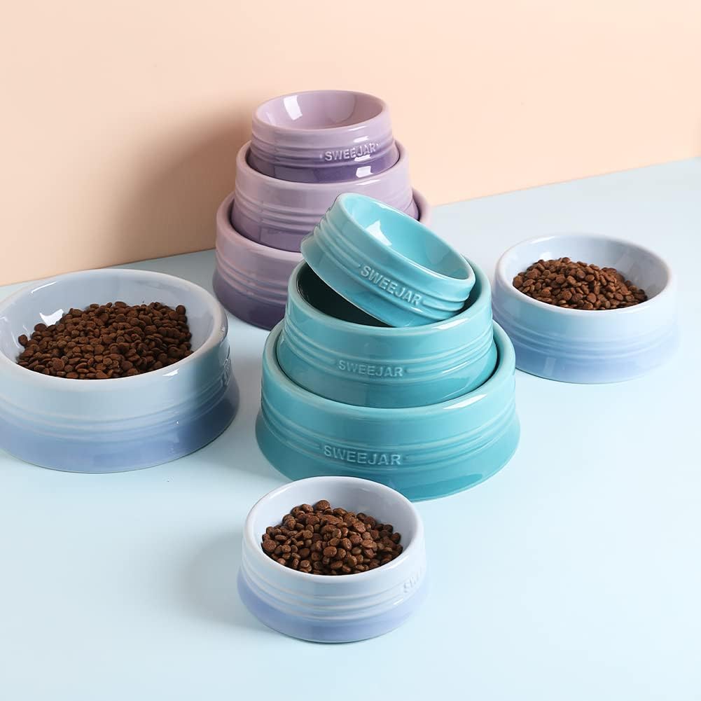 Sweejar Gradient Dog Bowl, Ceramic Dog Food Dish for Medium Dogs and Cat, Porcelain Pet Bowl for Food and Water 18 oz (Gradient Purple)