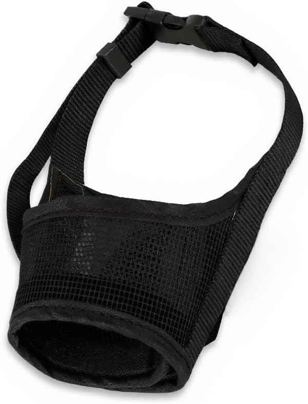 Dog Muzzle Soft Air Mesh Dog Muzzle for Medium Large Dogs, Black, Adjustable Loop Strap, Breathable Guard for Training, Prevents Biting Barking Chewing, M