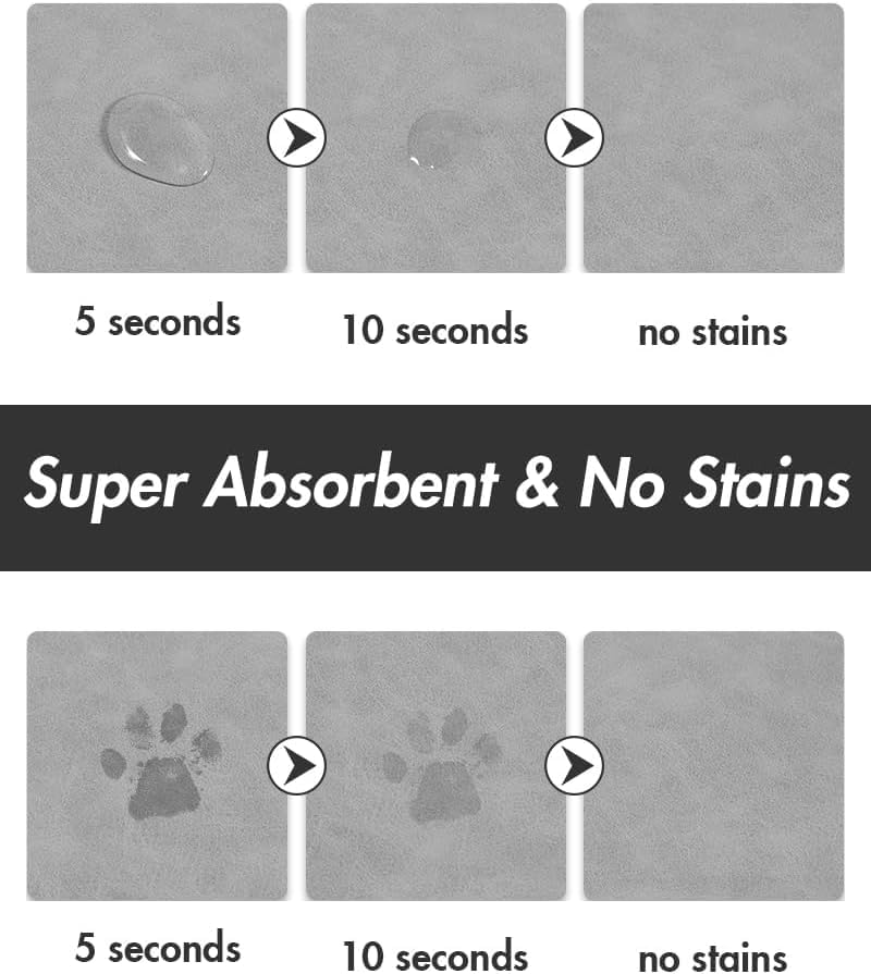 Absorbent Dog Food Mat-Dog Mat for Food and Water Bowl, Quick Dry Pet Food Mat, No Stains Cat Feeding mat, Pet Accessories Pet Supplies-Cat Water Bowl Mat for Messy Drinkers