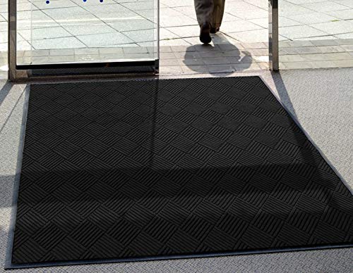 WaterHog Diamond | Commercial-Grade Entrance Mat with Rubber Border – Indoor/Outdoor, Quick Drying, Stain Resistant Door Mat (Medium Brown, 3' x 8')