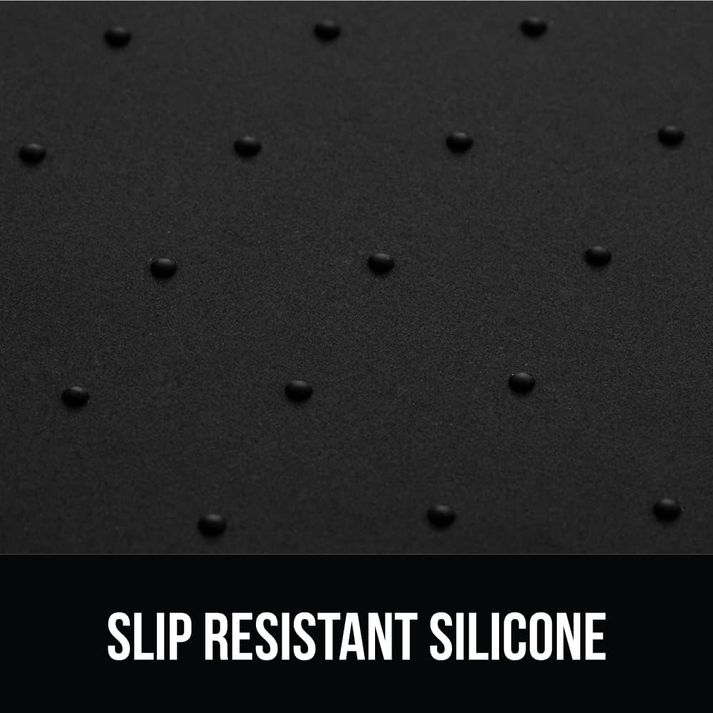 GORILLA GRIP 100% Waterproof Raised Edge BPA Free Silicone Pet Feeding Mat, Dog Cat Food Mats Contain Spills Protects Floors, Placemats for Cats and Dogs Water Bowl, Pets Accessories 32x24 Black