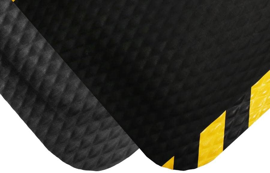 American Floor Mats Hog Heaven 5/8 inch Black & Yellow Border 4' x 10' Nitrile Backed Anti-Fatigue Comfort Mat
