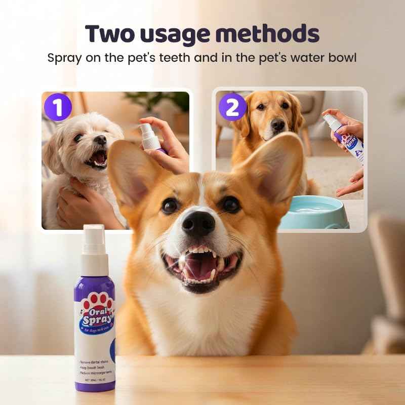 Teeth Cleaning Spray for Pets, 2026 Upgraded Oral Spray for Dogs and Cats, Dog Dental Spray Pet Breath Freshener Spray Oral Care Cleaner (1)