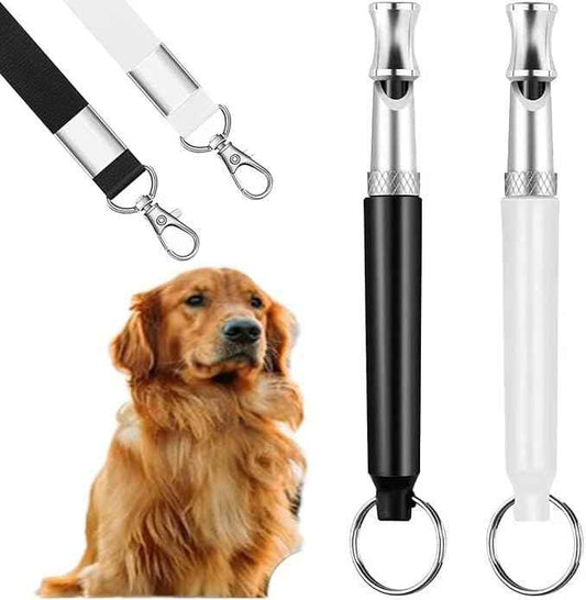 Dog Whistle to Stop Barking Neighbors Dog, Adjustable Ultrasonic Silent Dog Whistle, Professional Recall Dog Training Whistles, with Lanyard (Black and White) 2 Pack Dog Whistle.