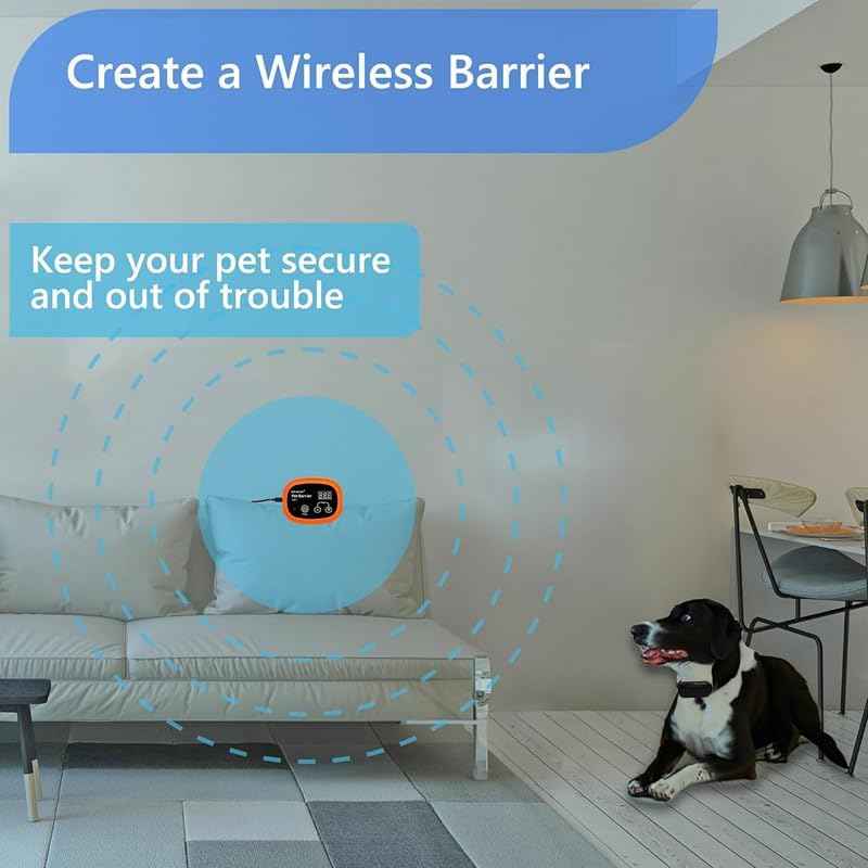 Indoor Pet Barrier for Dog,Wireless Indoor Electric Fence,Pet Gate, Keeps Areas Off Limits,Dog Home Proofing, Waterproof/Rechargeable/Beep/Static Training Collar