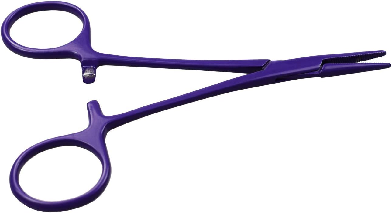 Pet Colourful Stainless Steel Hemostat Hemostatic Forcep,Pet Ear Hair Pull Forcep,Bend Head and Straight Head kit (Purple)