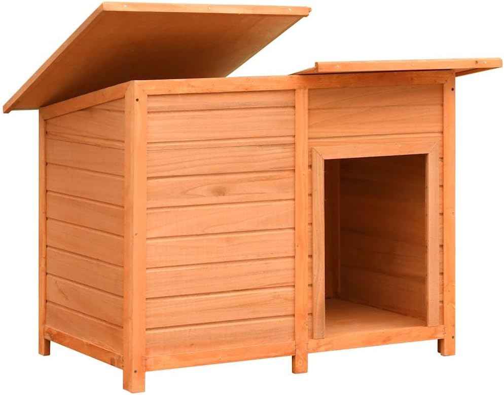 Wooden Dog House for Medium Dogs, Rustic Solid Pine and Fir Wood Outdoor Pet Kennel, Shelter for Backyard and Garden, 47.2 x 30.3 x 33.9 Inches