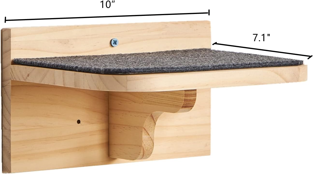 SHENGOCASE 9.8" x 7.1" Solid Wood Wall Mounted Large Cat Step, Cat Wall Furniture, Shelves Stairs Perch