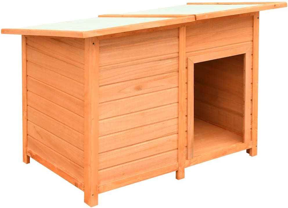 Wooden Dog House for Medium Dogs, Rustic Solid Pine and Fir Wood Outdoor Pet Kennel, Shelter for Backyard and Garden, 47.2 x 30.3 x 33.9 Inches