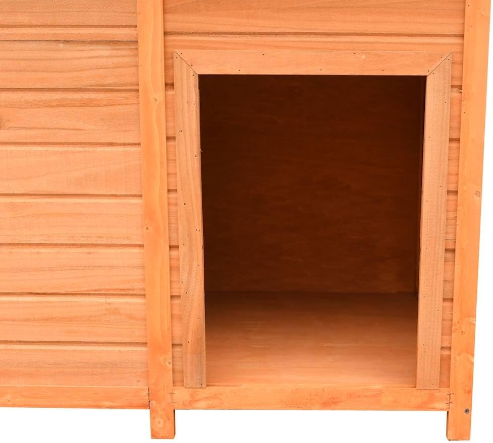 Wooden Dog House for Medium Dogs, Rustic Solid Pine and Fir Wood Outdoor Pet Kennel, Shelter for Backyard and Garden, 47.2 x 30.3 x 33.9 Inches