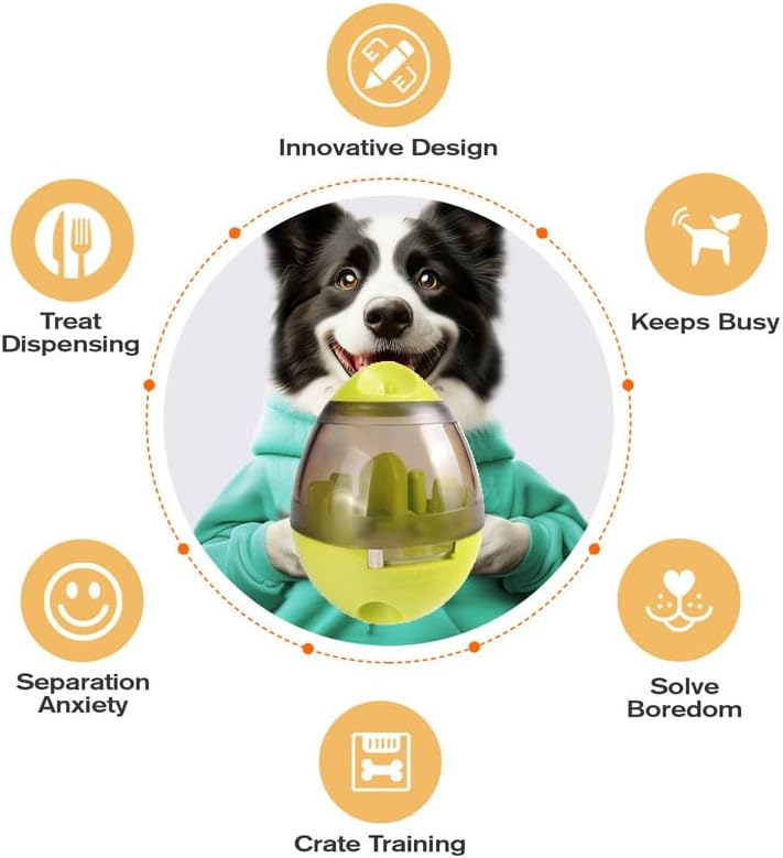 Interactive Dog Treat Toy Adjustable Treat Dispensing Ball Food Dispenser Tough Slow Feeder Puppy Enrichment Training Toy Pet Interactive Chase Toys for Small Medium Dogs Gift for Pets (Green)