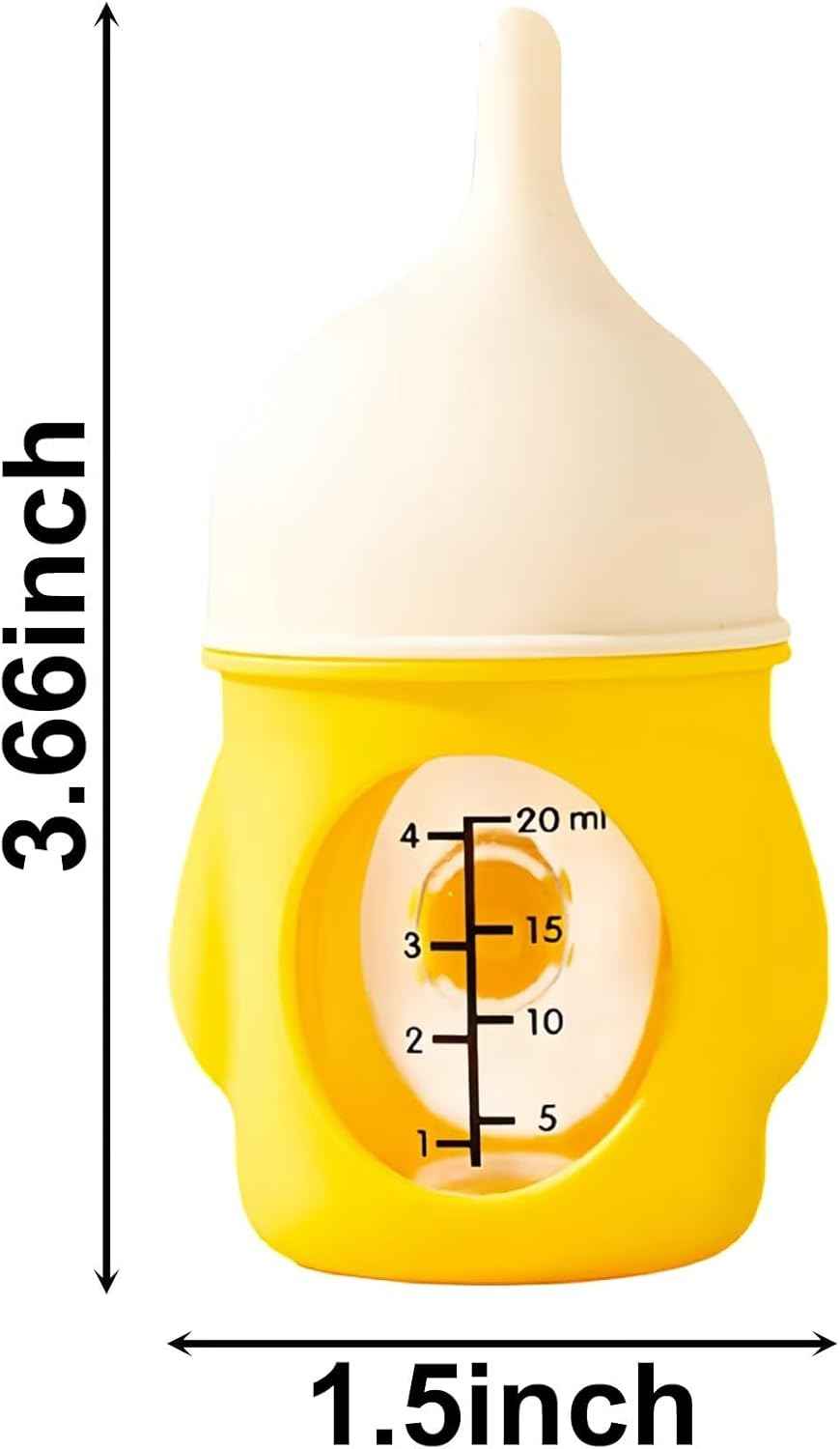 Pet Nursing Bottle, Yellow Animal Feeding Bottles with Soft Silicone Nipple, Anti-Choking Design, Slow Flow Kitten Bottle Feeding kit for Puppies, Kittens and Small Animals (20 ml)