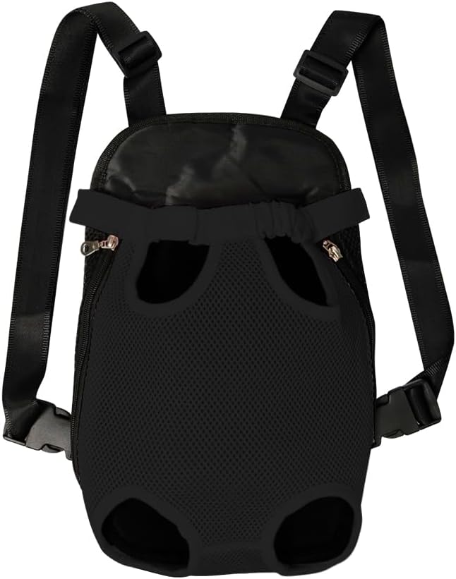 FEimaX Dog Carrier Backpack Pet Legs Out Front Cat Travel Bag, Adjustable Puppy Backpacks Carriers Hands-Free for Small Medium Dogs Cats Hiking Traveling Camping Daily Walking (Large, Black)