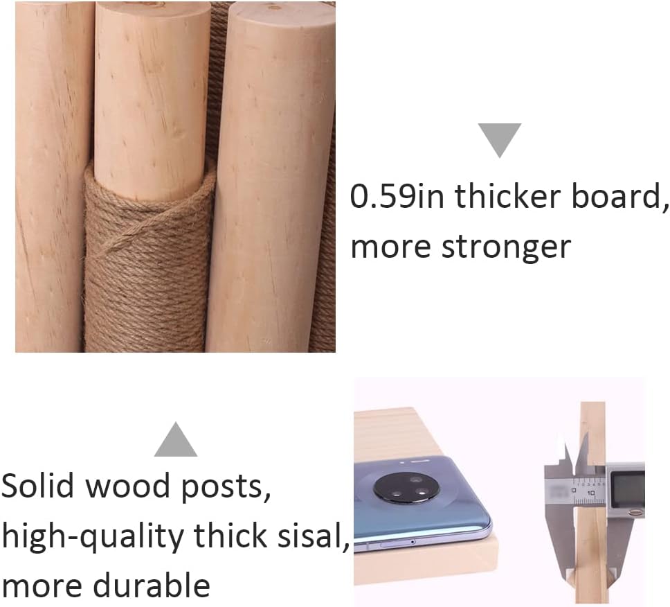 Wall Mounted Cat Bridge - 30.7" Wooden Cat Perch Ladder Hammock Cloud Shelf Activity Tree Furniture Kitty Climber Tower Condo