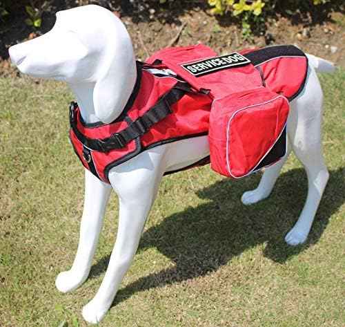 Dog Saddlebag Backpack, Back Pack Dog Harness, Camping & Travel Vest Harness, Reflective Hound Hiking Backpack Saddle Bag Lightweight, for Medium & Large Dogs (Red, S Girth 16-20")