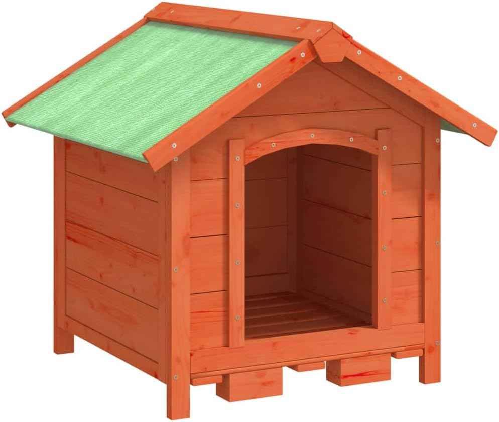 Outdoor Dog Kennel, Solid Pine Wood Pet House for Small Medium Dogs, Rustic Rectangular Pet Shelter for Garden Backyard, Sturdy Wood Dog House 25.6 x 25.6 x 24.2 in