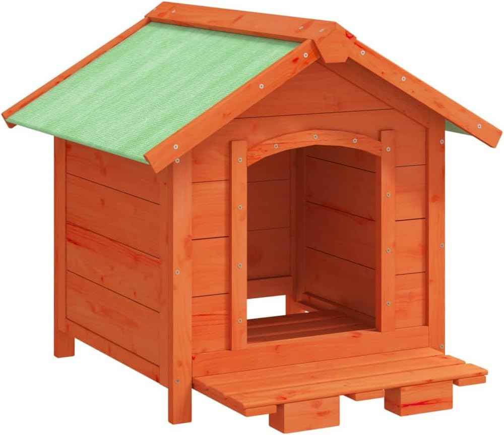 Outdoor Dog Kennel, Solid Pine Wood Pet House for Small Medium Dogs, Rustic Rectangular Pet Shelter for Garden Backyard, Sturdy Wood Dog House 25.6 x 25.6 x 24.2 in