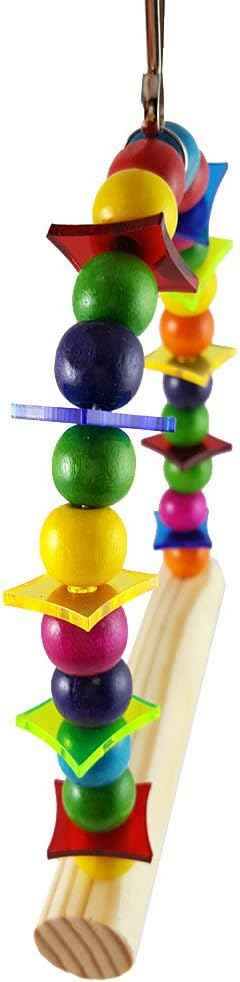 Colorful Wooden Bird Swing Toy Wood Parrot Perch Stand Play Gym for Small Parakeets Budgies Cockatiels Conures Cage Accessories Swings to Balance Exercise Training