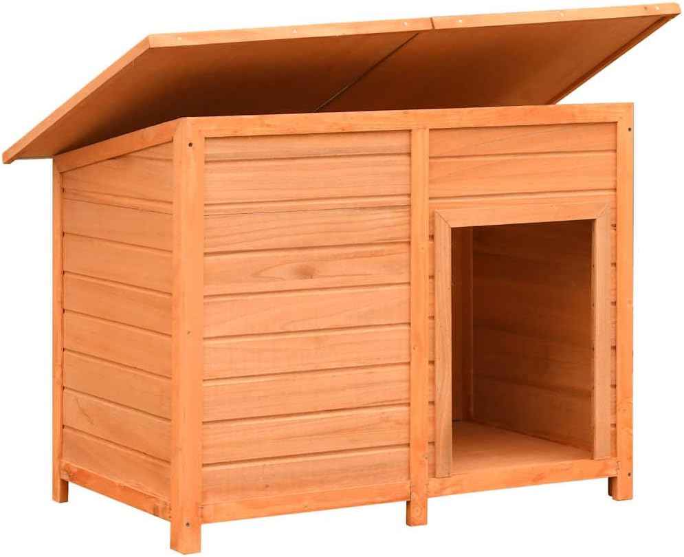 Wooden Dog House for Medium Dogs, Rustic Solid Pine and Fir Wood Outdoor Pet Kennel, Shelter for Backyard and Garden, 47.2 x 30.3 x 33.9 Inches
