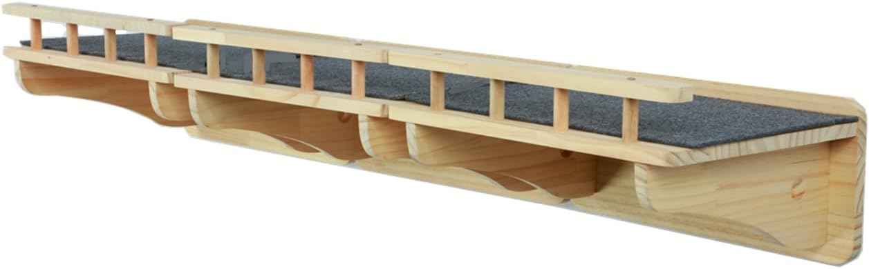 SHENGOCASE 47.2" x 11.8" Natural Solid Wood Wall Mounted Cat Shelves, Superhighway Walkway Balcony with Guardrail Wall Furniture, Steps Stairs, Perch