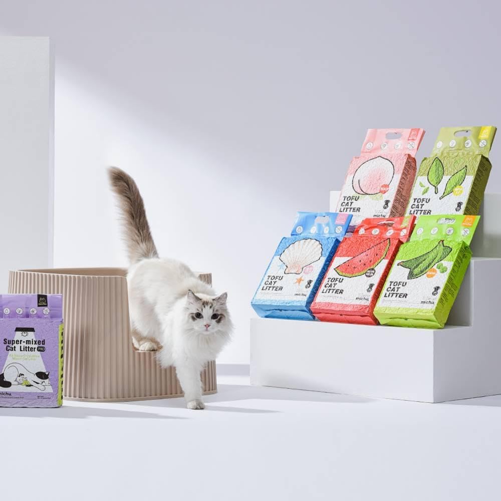 Tofu Cat Litter Natural Clumping Tofu Cat Litter, Fast Clumping and Easily Scoop-able 5.5lb/88oz 5 Scents - Watermelon, 2 Pack