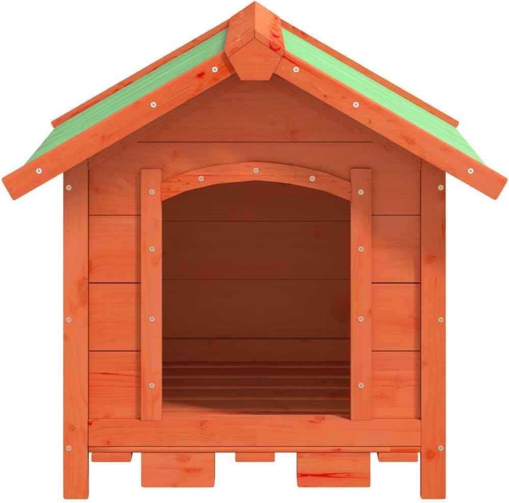 Outdoor Dog Kennel, Solid Pine Wood Pet House for Small Medium Dogs, Rustic Rectangular Pet Shelter for Garden Backyard, Sturdy Wood Dog House 25.6 x 25.6 x 24.2 in