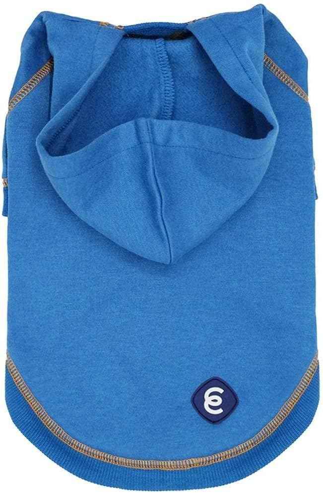 Blueberry Pet Essentials Soft & Comfy Better Basic Cotton Blend Dog Hoodie Sweatshirt in Alaskan Blue, Back Length 16", Pack of 1 Jacket for Dogs