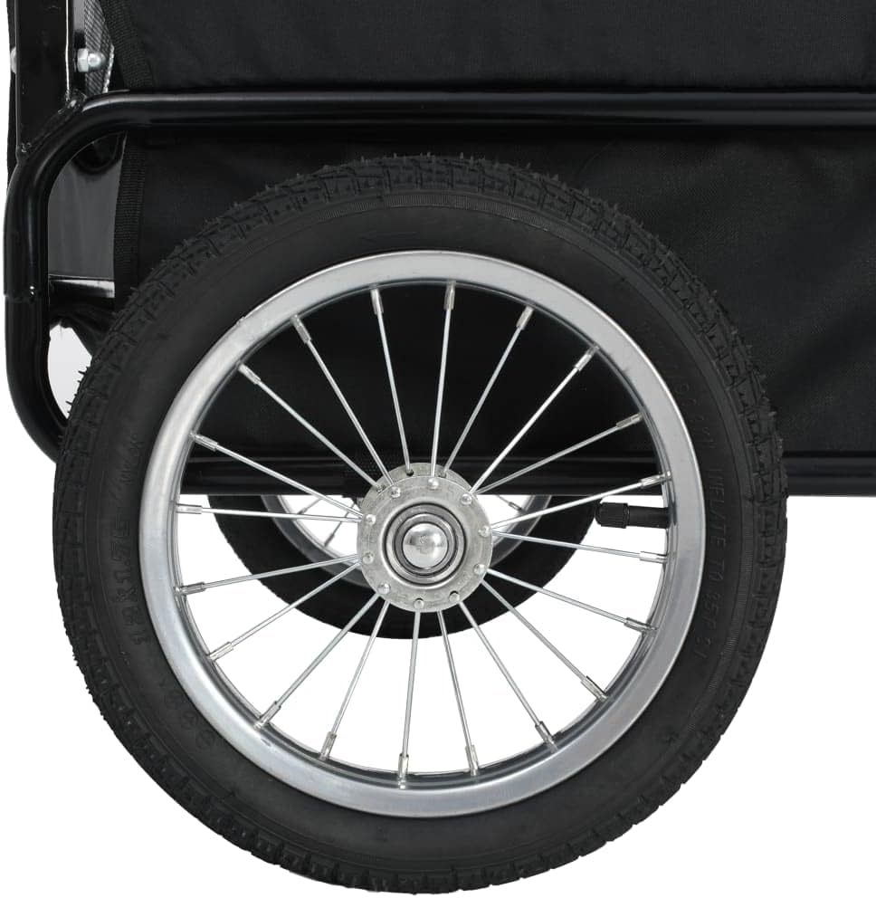 Dog Bike Trailer with Rain Cover for Medium and Large Dogs, Bike Pet Trailer with a Safety Flag, Folding Frame Carrier, Universal Bicycle Coupler, Red and Black(A)