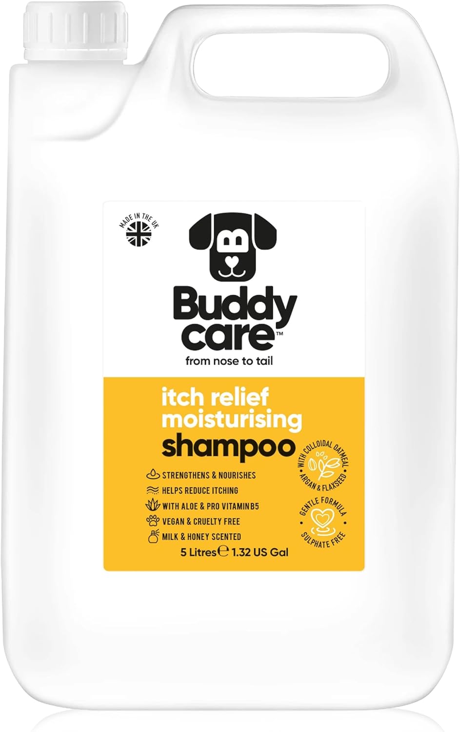 Itch Relief Dog Shampoo by Buddycare | Deep Cleansing Shampoo for Dogs | Fresh Scented | with Aloe Vera and Pro Vitamin B5 (169.07oz)