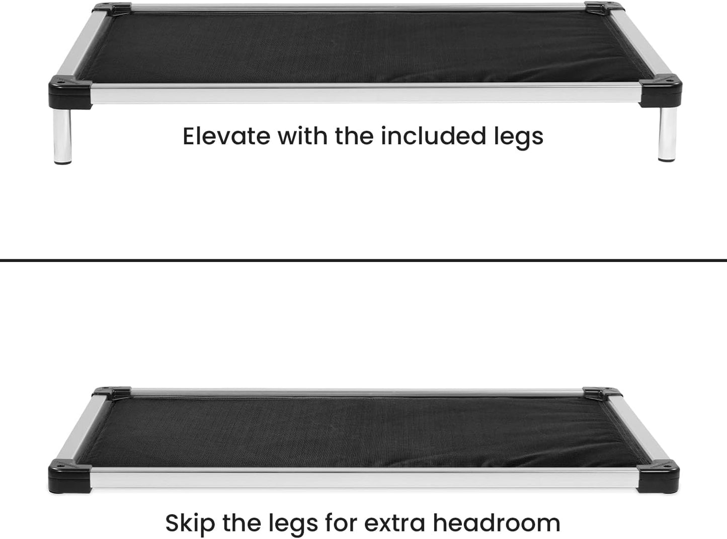 K9 Ballistics Chew Proof Armored Padded Dog Crate Bed, Virtually Indestructible, Legs Included (Obsidian Black, Medium (35" L x 22" W x 4.5" H))