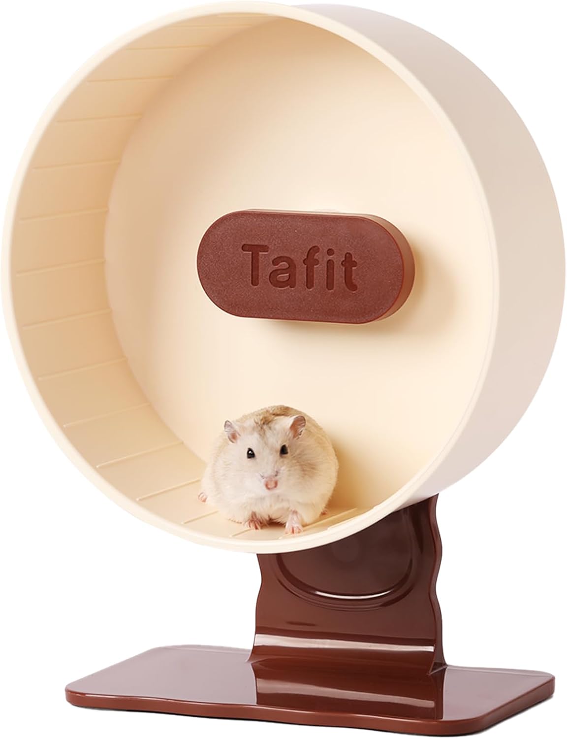 Silent Hamster Wheel 8.7 Inch Dual-Bearings Small Animals Quiet Running Exercise Wheels, Height Adjustable for Dwarf Hamsters, Gerbils, Mice, Hedgehog, Lemmings, or Other Small Pets,Mousse White