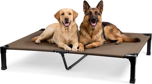 Niubya Elevated Outdoor Dog Bed, Cooling Elevated Pet Cot, Steel-Framed and Non-Slip Feet, Raised Dog Bed with Waterproof, Washable, Breathable Teslin Mesh, 60in