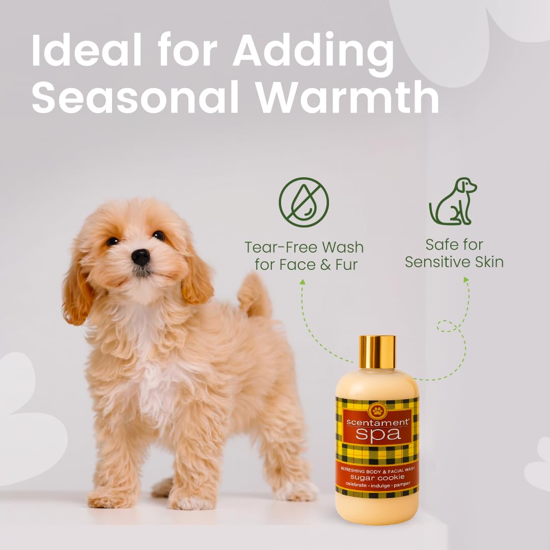 Best Shot Scentament Spa Refreshing Body & Facial Wash for Dogs & Cats, Waterless Dog Wash & Tear Stain Remover, Pet Gentle Face Wash for Sensitive Skin, Sugar Cookie Scent, 16 fl oz