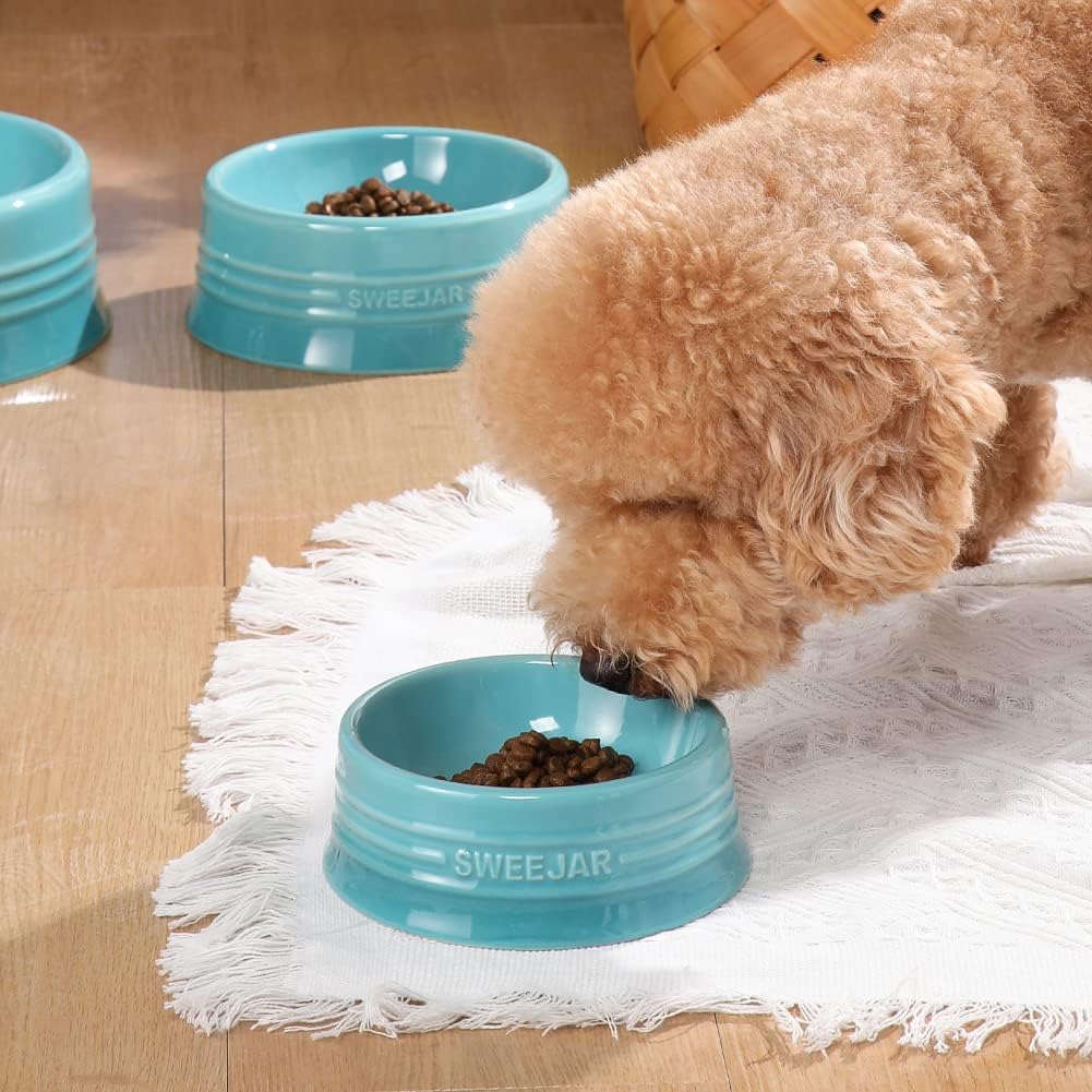 Sweejar Gradient Dog Bowl, Ceramic Dog Food Dish for Medium Dogs and Cat, Porcelain Pet Bowl for Food and Water 18 oz (Gradient Blue)