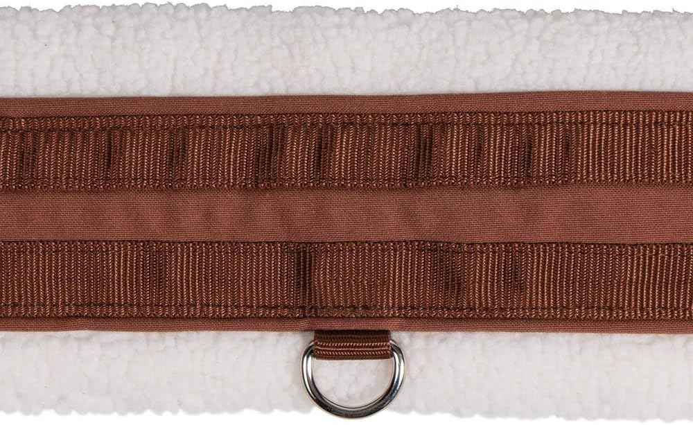Dura-Tech Fleece Lined Double Elastic Girth for Horses | Size 46" | Color Brown | Comfortable Fleece Lining | Easy Adjustment with Stainless Steel Roller Buckles | Center D-Ring for Training Equipment