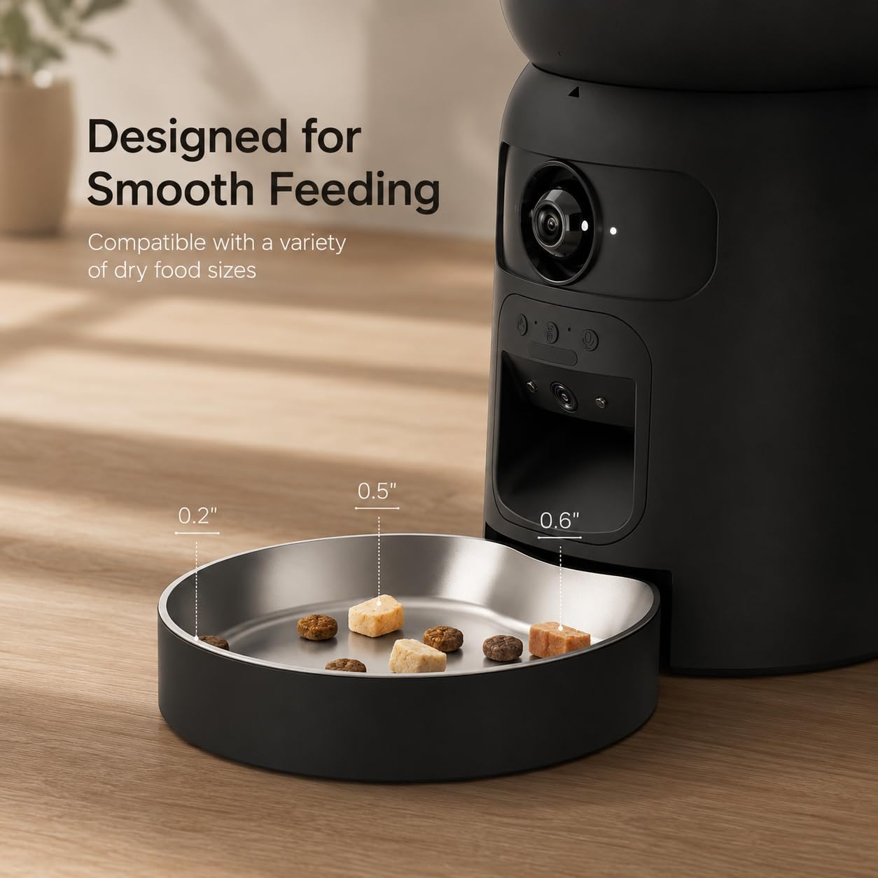 Smart Pet Feeder with 2K Dual Camera & AI Recognition, 6L Automatic Cat Dog Feeder with App Control, 2.4G/5G WiFi, Voice Message, Pet Interaction, Motion Tracking, No Clog, Dual Power, for Multi-Pet