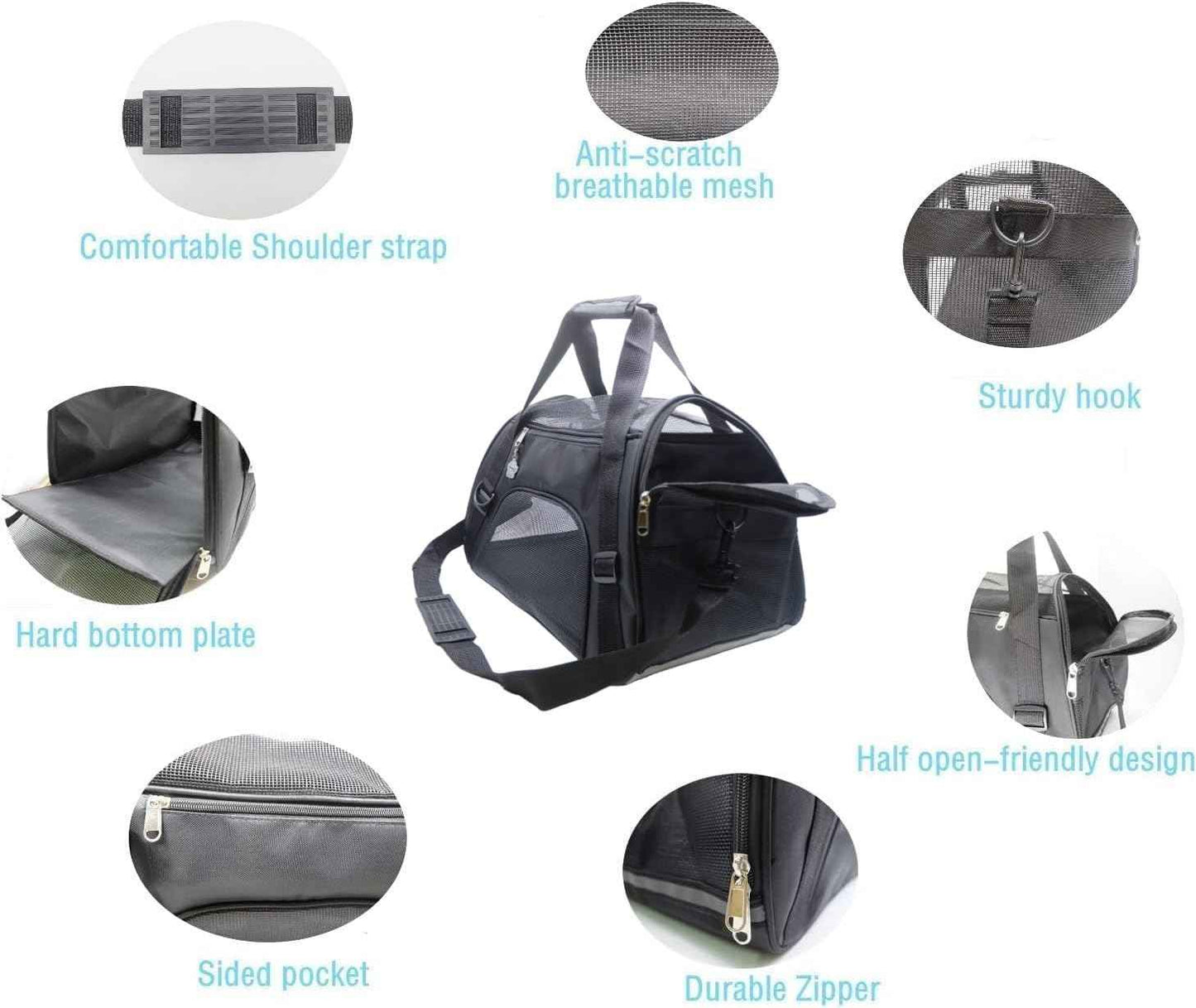 ZaneSun Cat Carrier,Soft-Sided Pet Travel Carrier for Cats,Dogs Puppy Comfort Portable Foldable Pet Bag Airline Approved (Medium-Black)