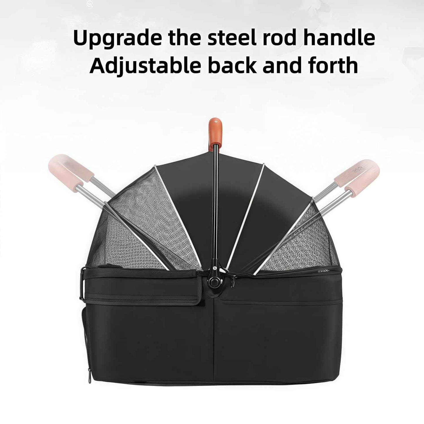 Pet Stroller for Medium Small Dogs/Cats - 4 Wheels Foldable Dog Stroller with Storage Basket,Dog/Cat Carrier,Adjustable Handle,Folding Puppy Carrier Suitable for Traveling with Cats and Dogs (Black)