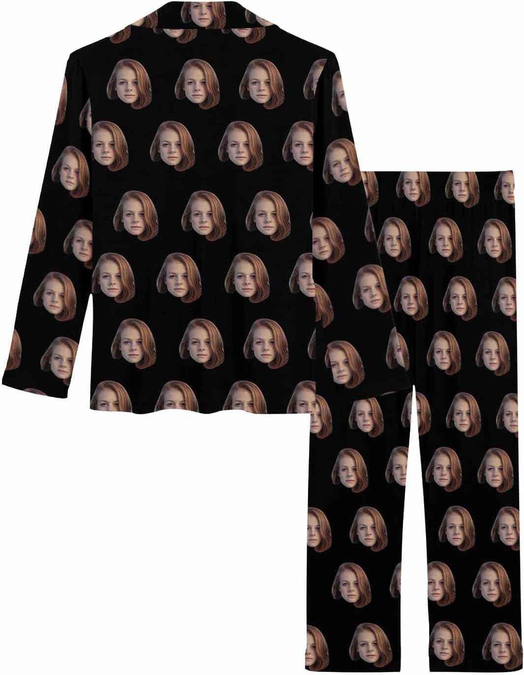 MyPupSocks Custom Face Pajamas for Women Set, Personalized Photo Long Sleepwear XS-XXL