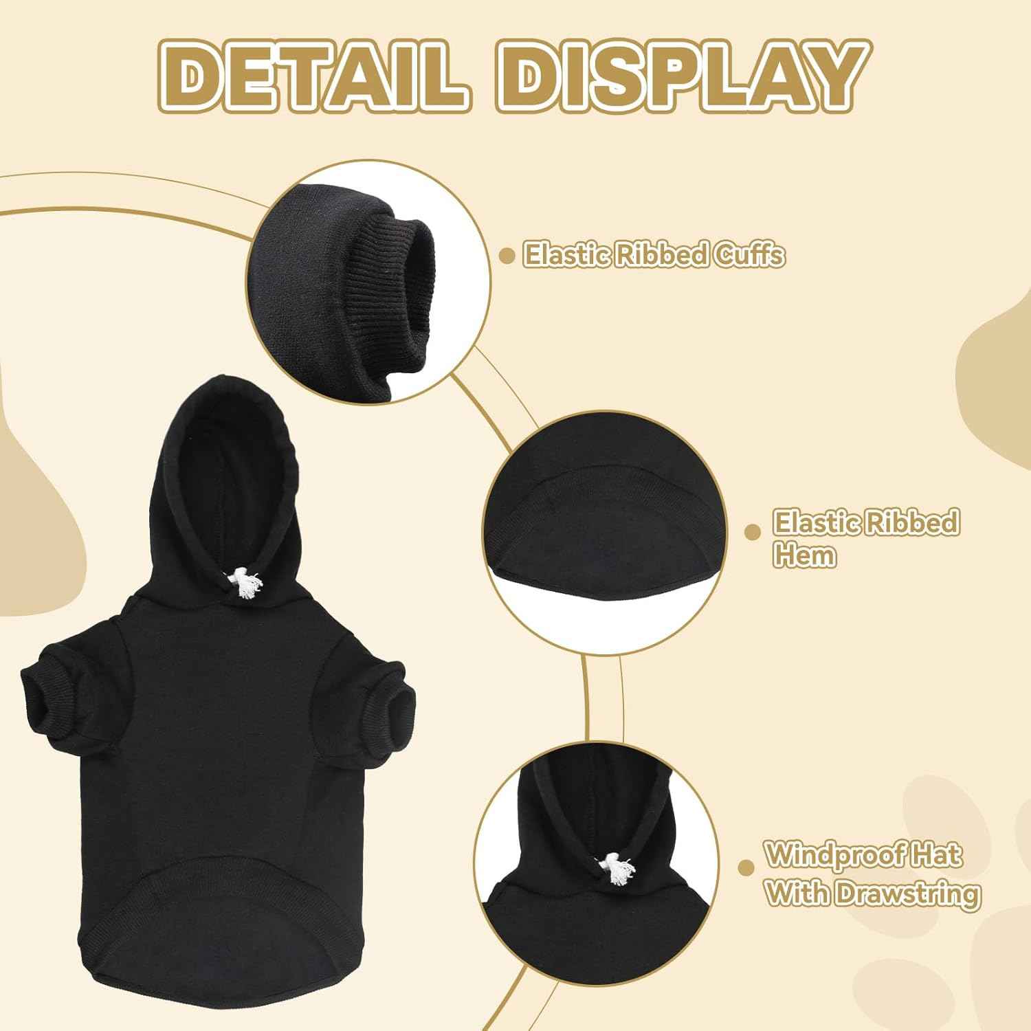 Dog Sweaters for Large Dogs Dog Hoodie Fleece Sweater Soft Clothes Sweatshirt with Pocket Hoodie for Large Dogs(Black&XXL)