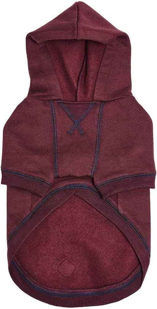 Blueberry Pet Essentials Dog Hoodie – 18 inch, Cotton‑Blend Sweatshirt with Hood, Burgundy Red, Machine‑Washable Small‑Dog Jersey