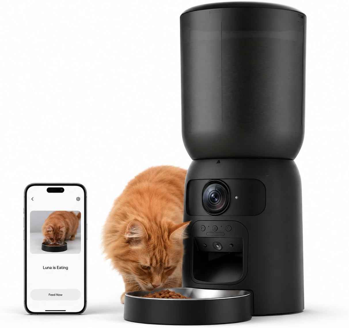 Smart Pet Feeder with 2K Dual Camera & AI Recognition, 6L Automatic Cat Dog Feeder with App Control, 2.4G/5G WiFi, Voice Message, Pet Interaction, Motion Tracking, No Clog, Dual Power, for Multi-Pet